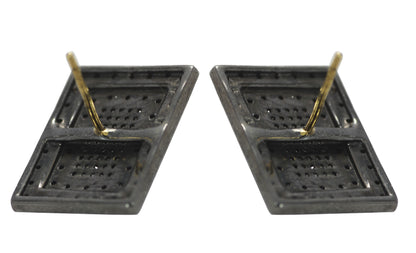Rectangle Diamond Earring .925 Oxidized Sterling Silver Diamond Earring, Genuine handmade pave diamond Earring .