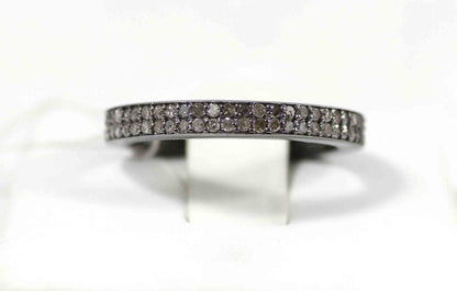 Round Pave Diamond Ring .925 Oxidized Sterling Silver Diamond Ring, Genuine handmade pave diamond Ring Size Approx (3.50 MM)