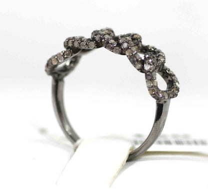 Silver Pave Diamond Ring .925 Oxidized Sterling Silver Diamond Ring, Genuine handmade pave diamond Ring Size Approx 0.80"(20 X 4 MM)