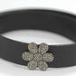 Flower Shape Leather Choker Necklaces With Pave Diamond. 925 Oxidized Sterling Silver Diamond necklaces, Genuine handmade pave diamond necklaces.