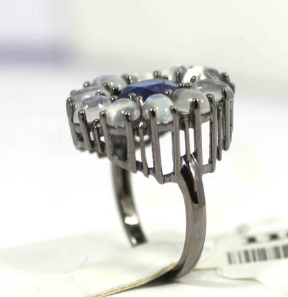 Silver Pave Diamond Ring .925 Oxidized Sterling Silver Diamond Ring, Genuine handmade pave diamond Ring Size Approx 0.84"(21x20 MM)