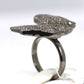Horse Silver Pave Diamond Ring .925 Oxidized Sterling Silver Diamond Ring, Genuine handmade pave diamond Ring Size Approx 1.20"(30x26 MM)