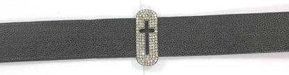 Cross Shape Leather Choker Necklaces With Pave Diamond. 925 Oxidized Sterling Silver Diamond necklaces, Genuine handmade pave diamond necklaces.