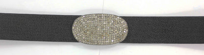 Leather Choker Necklaces With Pave Diamond. 925 Oxidized Sterling Silver Diamond necklaces, Genuine handmade pave diamond necklaces.