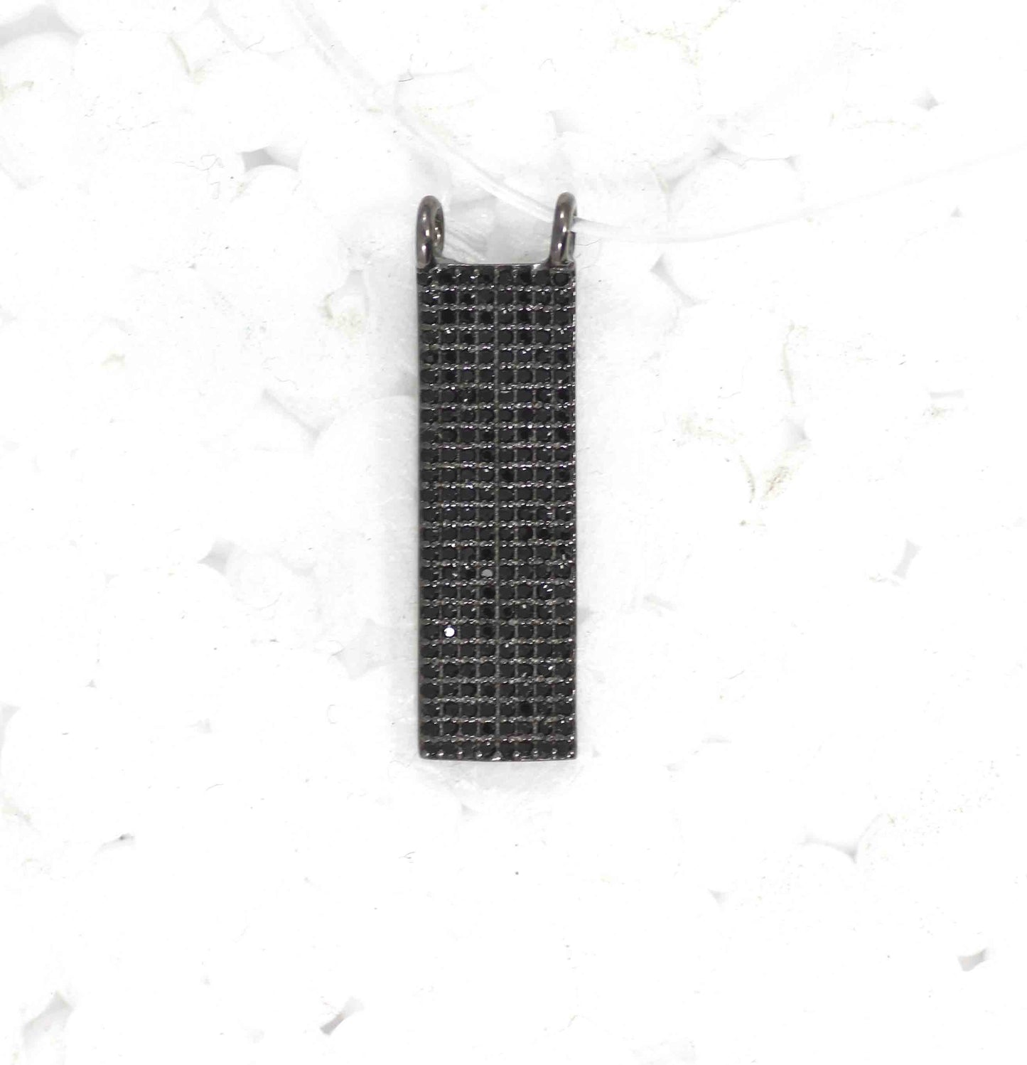 Black Spinel Charm, Pave Black Spinal ,Approx 1.00''( 25 x 8 mm) Oxidized Sterling Silver, Sterling Silver ,Black Spinel