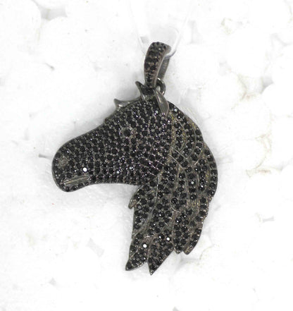 Horse Head Black Spinel Charm