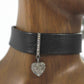 Heart Shape Leather Choker Necklaces With Pave Diamond. 925 Oxidized Sterling Silver Diamond necklaces, Genuine handmade pave diamond necklaces.