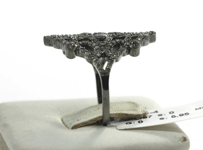 Silver Pave Diamond Ring .925 Oxidized Sterling Silver Diamond Ring, Genuine handmade pave diamond Ring.
