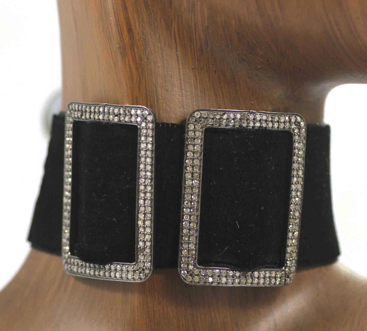 Choker Necklaces With Pave Diamond. 925 Oxidized Sterling Silver Diamond necklaces, Genuine handmade pave diamond necklaces.