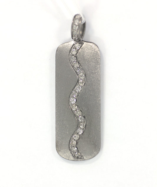 Rectangle shape Silver Pave Diamond Pendant