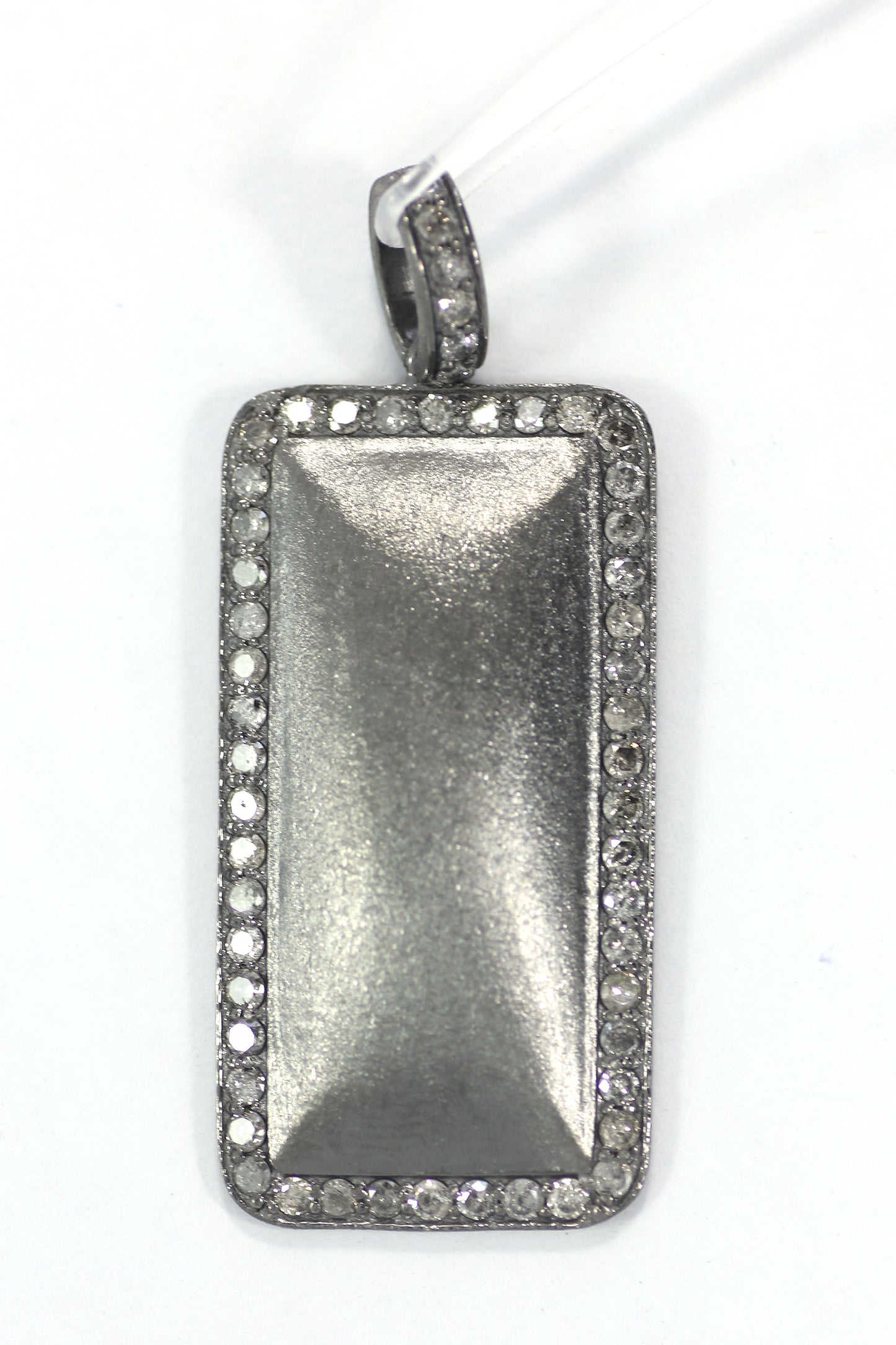 Rectangle shape Silver Pave Diamond Pendant .925 Oxidized Sterling Silver Diamond Pendant, Genuine handmade pave diamond Pendant Size 22x28 MM