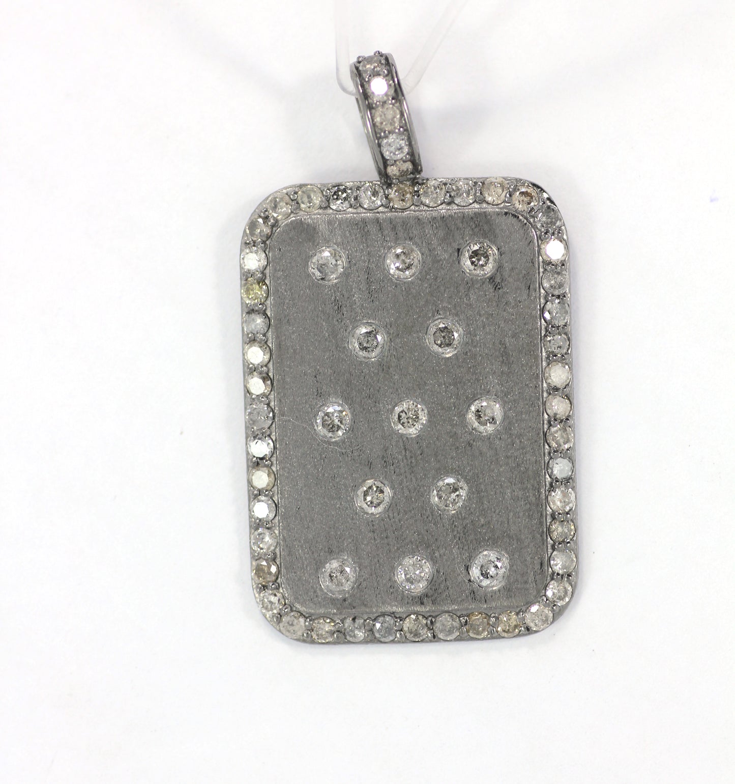 Rectangle shape Silver Pave Diamond Pendant