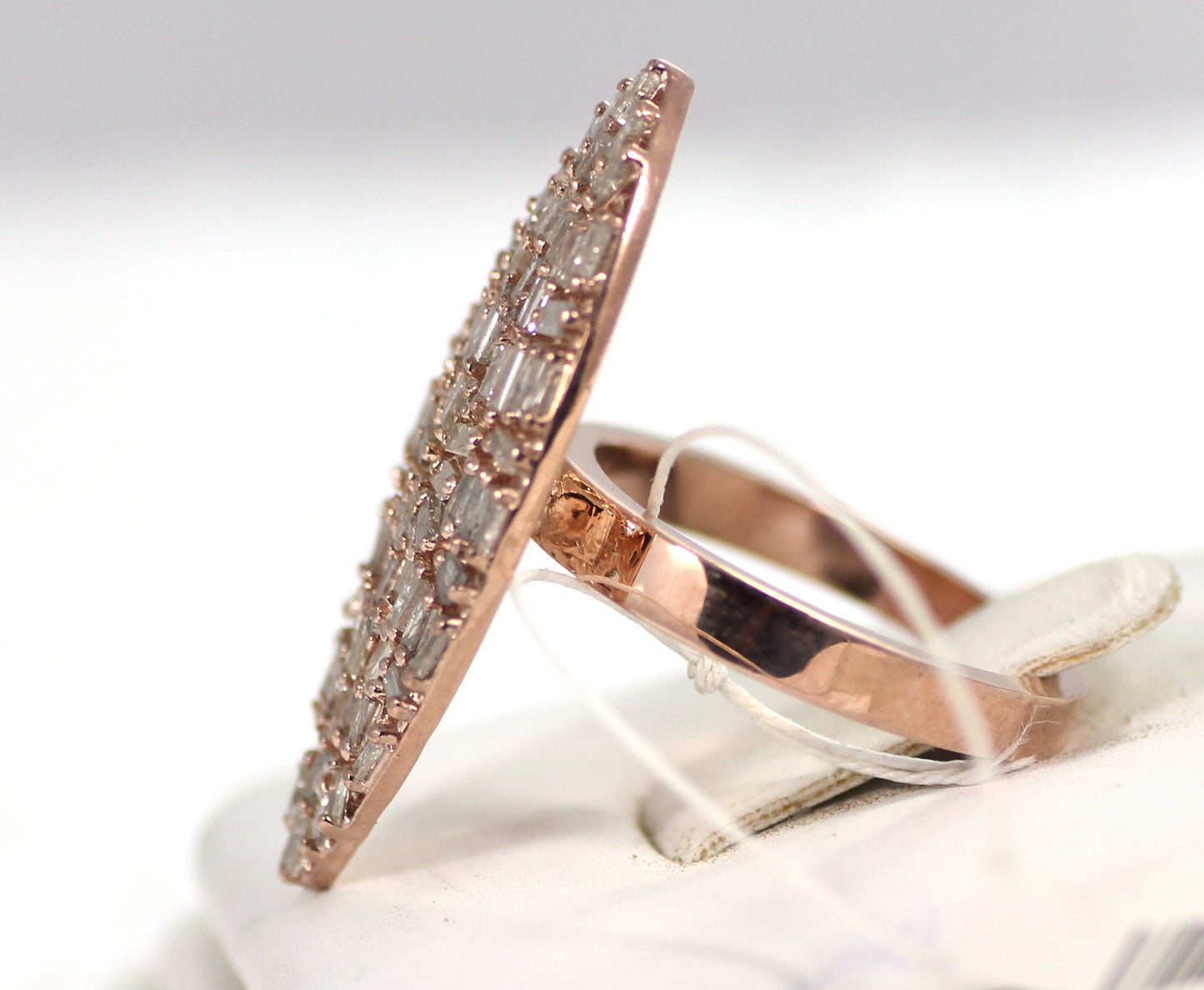 Marquise Pave Tapered Baguette Diamond Ring .925 Oxidized Sterling Silver Diamond Ring, Genuine handmade pave diamond Ring Size Approx 1.60"(40 x 15 MM)