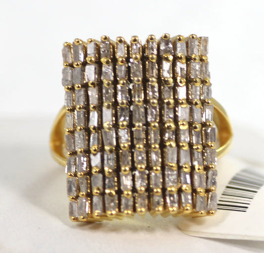 Silver Pave Tapered Baguette Diamond Ring .925 Oxidized Sterling Silver Diamond Ring, Genuine handmade pave diamond Ring Size Approx 0.80"(16 X 20 MM)