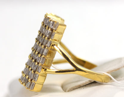 Silver Pave Tapered Baguette Diamond Ring .925 Oxidized Sterling Silver Diamond Ring, Genuine handmade pave diamond Ring Size Approx 0.80"(16 X 20 MM)