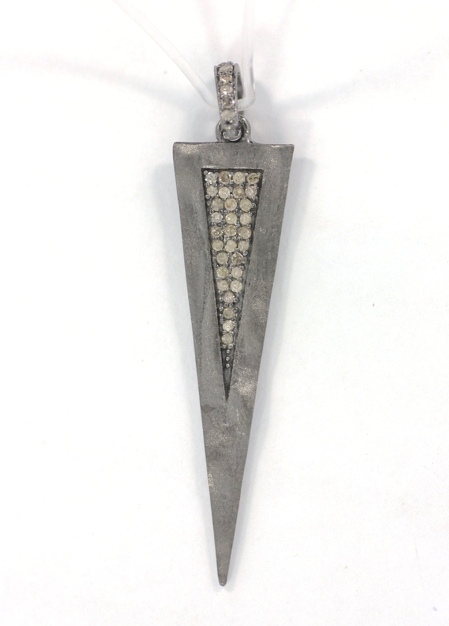Silver Pave Diamond Pendant .925 Oxidized Sterling Silver Diamond Pendant, Genuine handmade pave diamond Pendant Size 10x30 MM