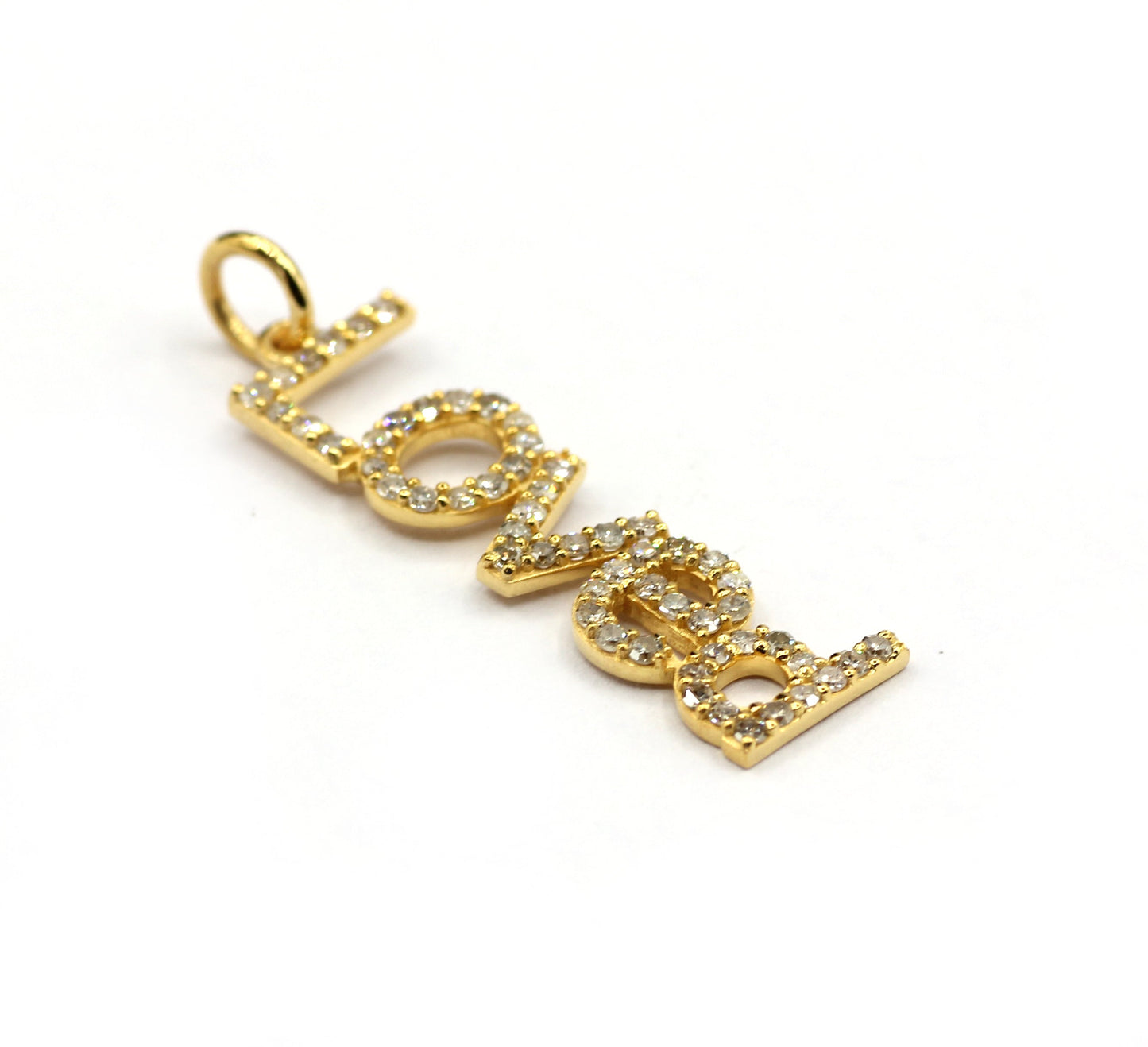 Love 14k Solid Gold Diamond Pendants. Genuine handmade pave diamond Pendant. 14k Solid Gold Diamond Pendants.