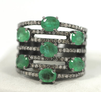 Silver Pave Diamond Ring .925 Oxidized Sterling Silver Diamond Ring, Genuine handmade pave diamond Ring Size Approx 0.72"(18 MM)