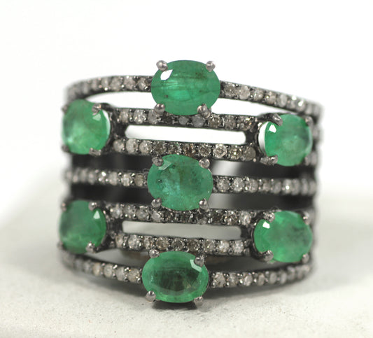 Silver Pave Diamond Ring .925 Oxidized Sterling Silver Diamond Ring, Genuine handmade pave diamond Ring Size Approx 0.72"(18 MM)