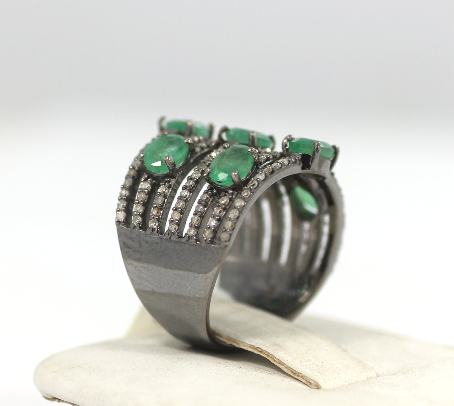 Silver Pave Diamond Ring .925 Oxidized Sterling Silver Diamond Ring, Genuine handmade pave diamond Ring Size Approx 0.72"(18 MM)