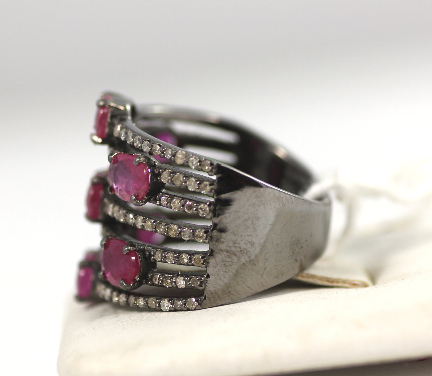 Silver Pave Diamond Ring .925 Oxidized Sterling Silver Diamond Ring, Genuine handmade pave diamond Ring Size Approx 0.72"(18 MM)