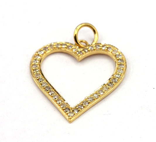 Solid 14k Gold Heart Diamond Pendants. Genuine handmade pave diamond Pendant. 14k Solid Gold Diamond Pendants.