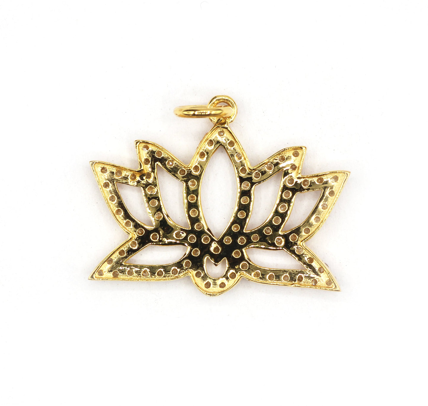 Lotus Shape 14k Solid Gold Diamond Pendants. Genuine handmade pave diamond Pendant.1 4k Solid Gold Diamond Pendants.