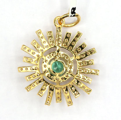 Sunburst Shape 14k Solid Gold Diamond Pendants. Genuine handmade pave diamond Pendant.14k Solid Gold Diamond Pendants.