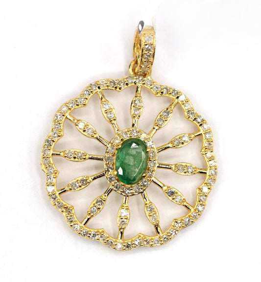Flower Shape 14k Solid Gold Diamond Pendants. Genuine handmade pave diamond Pendant.14k Solid Gold Diamond Pendants.