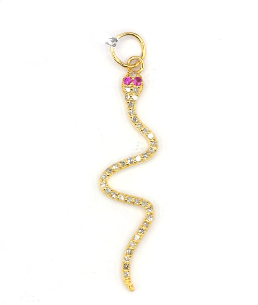 Snake Shape 14k Solid Gold Diamond Pendants. Genuine handmade pave diamond Pendant.14k Solid Gold Diamond Pendants.