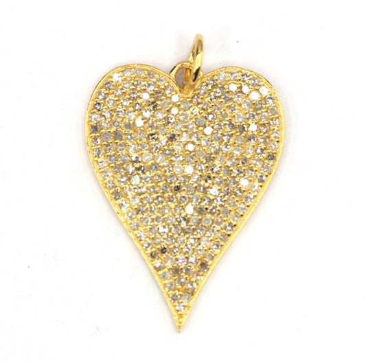 Heart Shape 14k Solid Gold Diamond Pendants. Genuine handmade pave diamond Pendant.14k Solid Gold Diamond Pendants.
