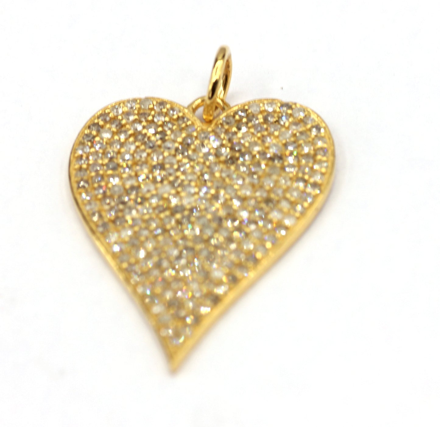 Heart Shape 14k Solid Gold Diamond Pendants. Genuine handmade pave diamond Pendant.14k Solid Gold Diamond Pendants.
