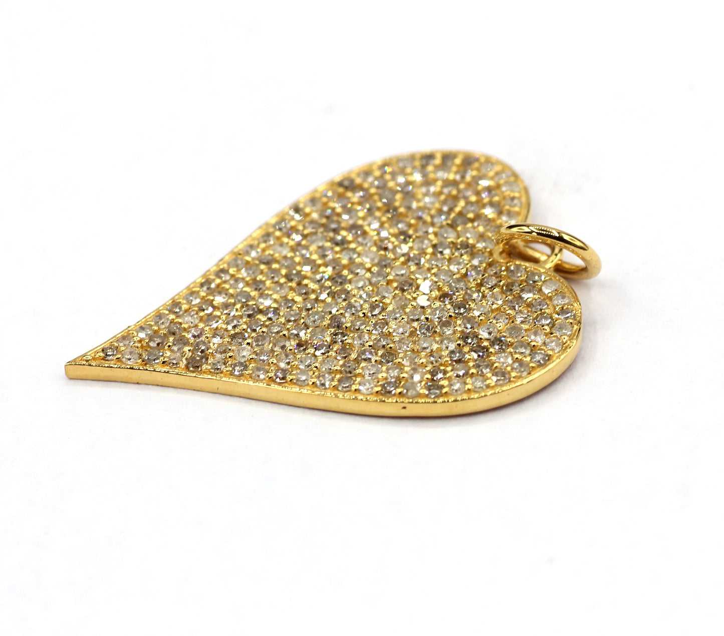 Heart Shape 14k Solid Gold Diamond Pendants. Genuine handmade pave diamond Pendant.14k Solid Gold Diamond Pendants.