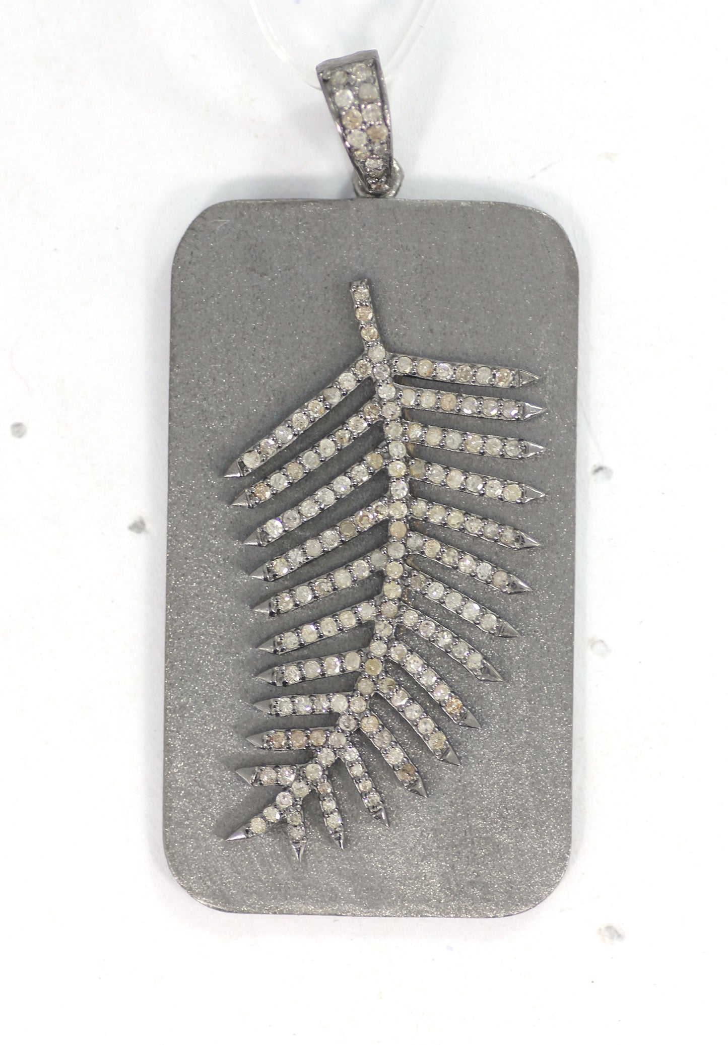 leaf Pave Diamond Pendant .925 Oxidized Sterling Silver Diamond Pendant, Genuine handmade pave diamond Pendant Size 45x25 MM
