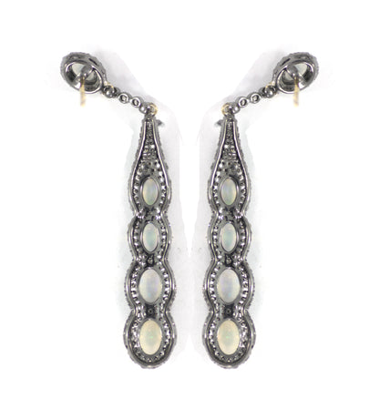 Opal Diamond Silver Earring