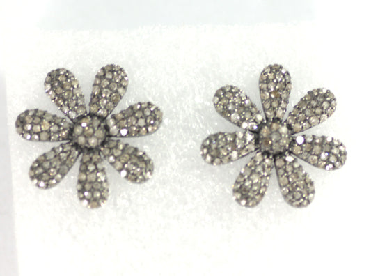 Flower Diamond Silver Earring