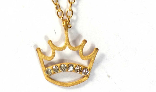 Crown Diamond Pendants. Genuine handmade pave diamond Pendant