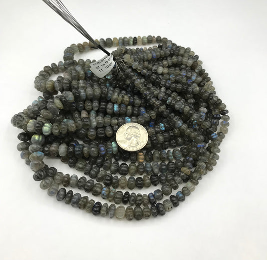 Labradorite Beads Carved Melons