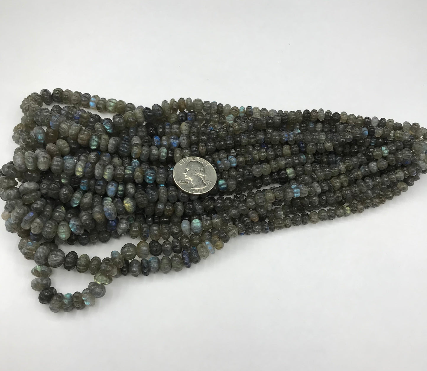 Labradorite Beads Carved Melons