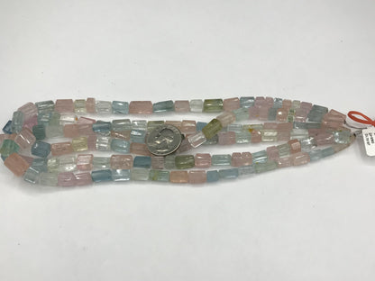 Aquamarine Multi Color Beads Faceted Tube
