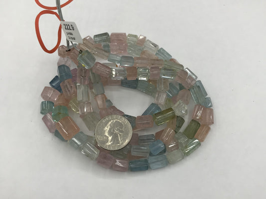 Aquamarine Multi Color Beads Faceted Tube