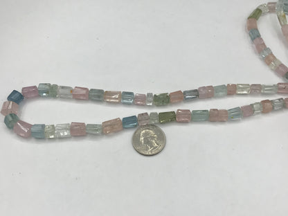 Aquamarine Multi Color Beads Faceted Tube