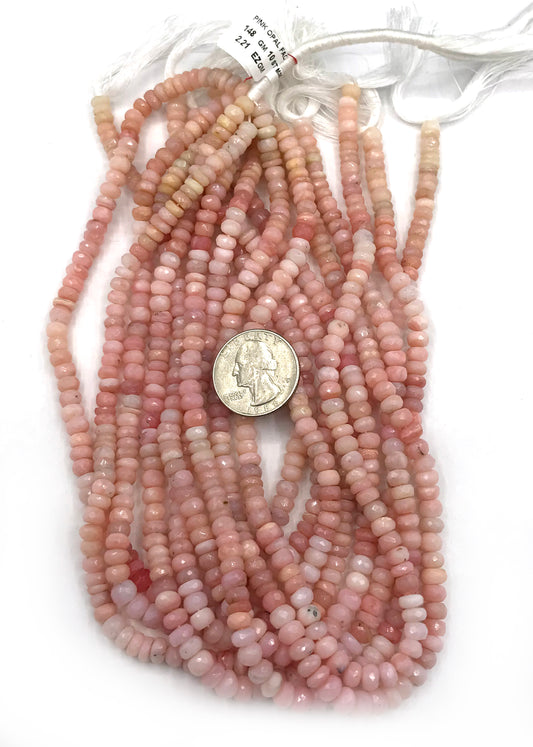 Pink Opal Roundel Beads Facetted 6 mm