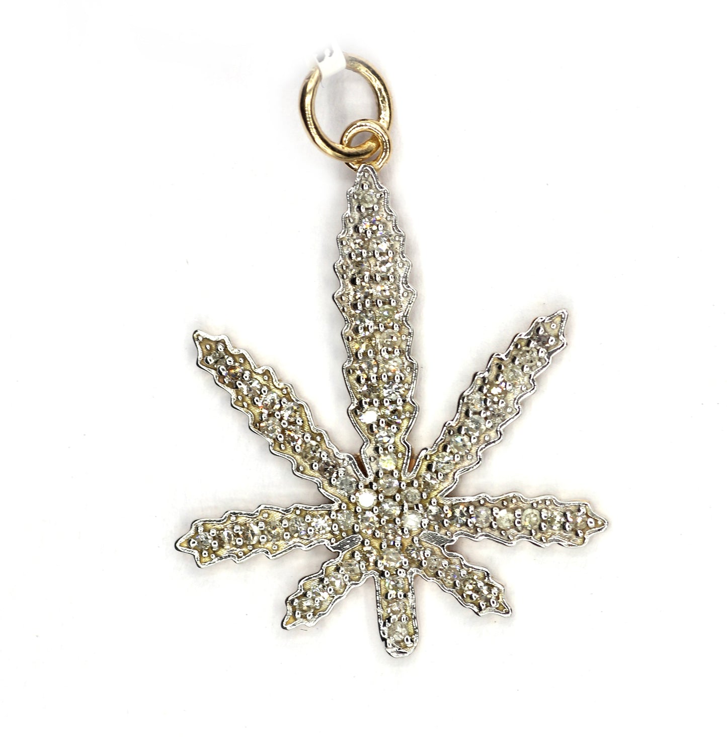 Leaf Shape 14k Solid Gold Diamond Pendants. Genuine handmade pave diamond Pendant.1 4k Solid Gold Diamond Pendants.