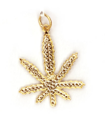 Leaf Shape 14k Solid Gold Diamond Pendants. Genuine handmade pave diamond Pendant.1 4k Solid Gold Diamond Pendants.