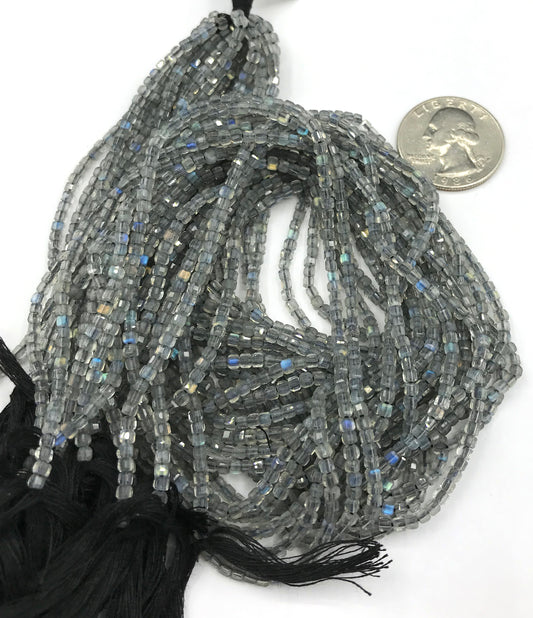 Labradorite beads faceted square, Labradorite beads, faceted box