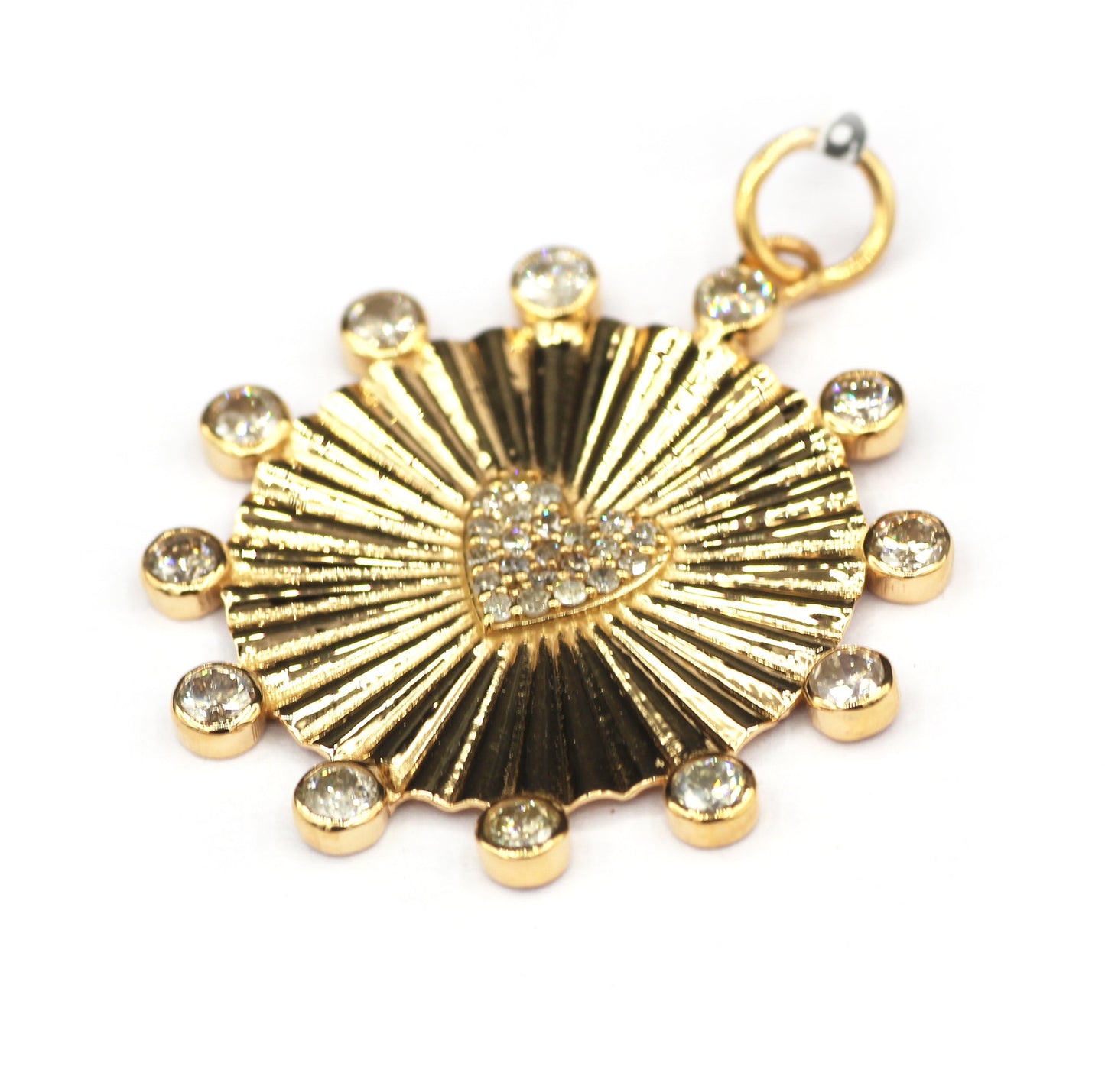 Round Shape 14k Solid Gold Diamond Pendants. Genuine handmade pave diamond Pendant. 14k Solid Gold Diamond Pendants.