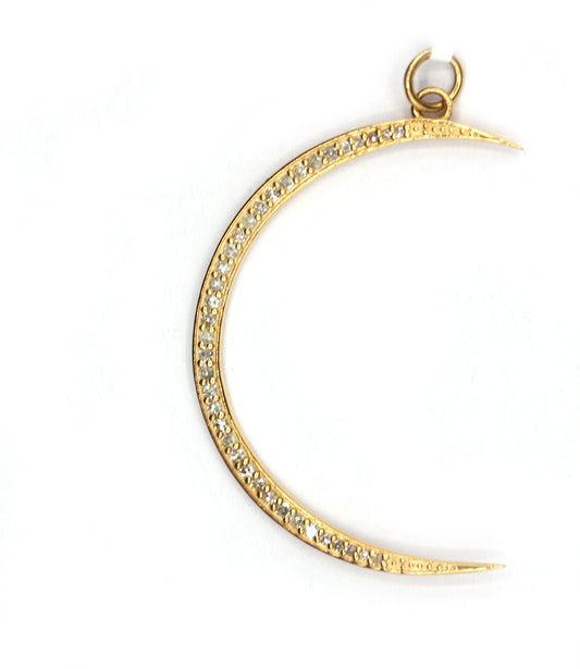 Crescent Moon Shape 14k Solid Gold Diamond Pendants. Genuine handmade pave diamond Pendant.14k Solid Gold Diamond Pendants.