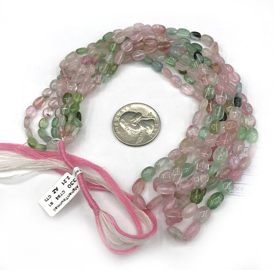 Multi afghan tourmaline Beads Smooth Oval.