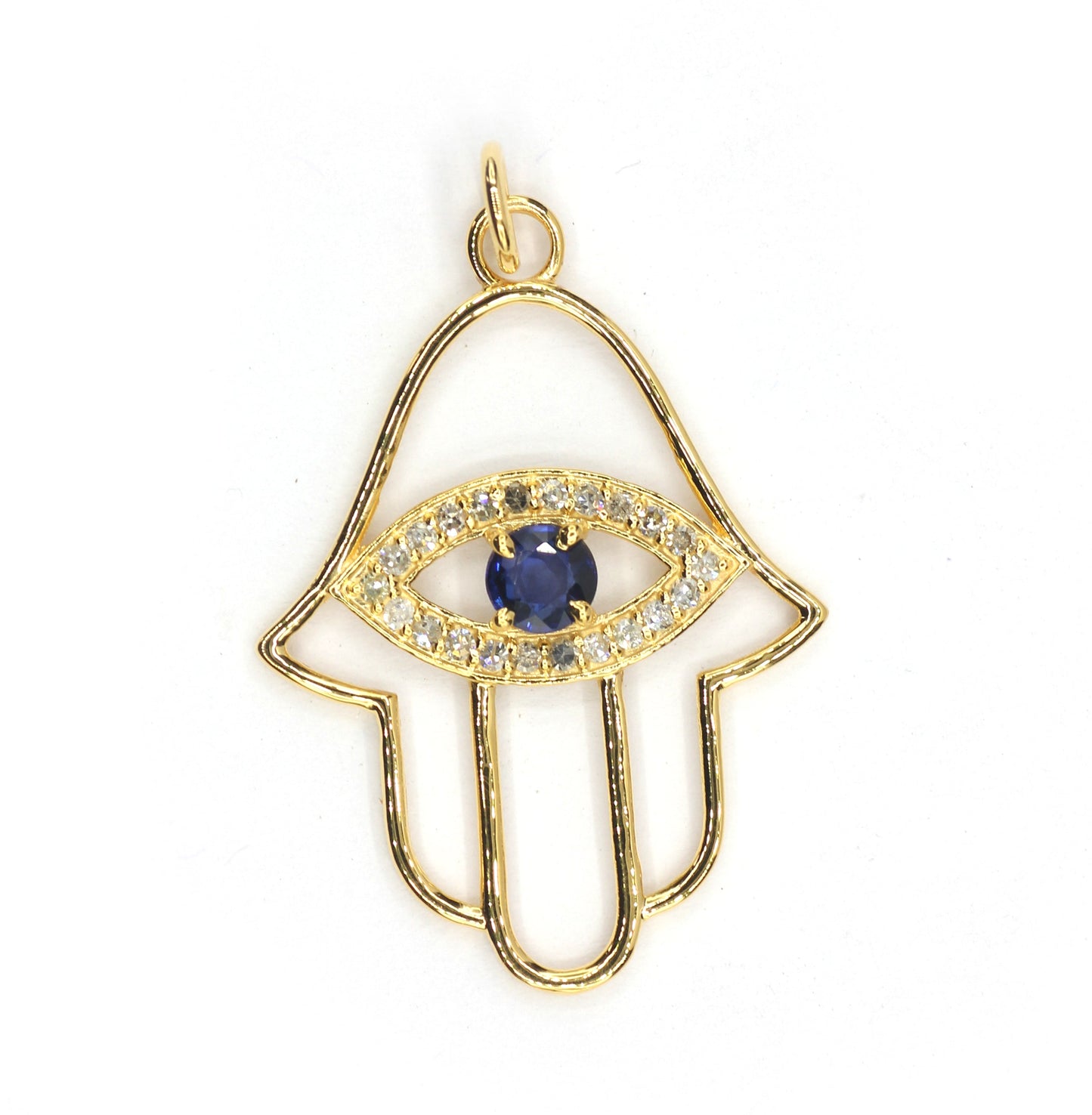 Hamsa Hand  Shape 14k Solid Gold Diamond Pendants